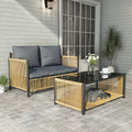 Comming Patio 6 Pieces Brown Pe Wicker Sofa Set With Grey Cushion Yes Complete Patio Set Black Brown Seats 6 Garden & Outdoor Modern Sofa Seating Groups Foam Steel