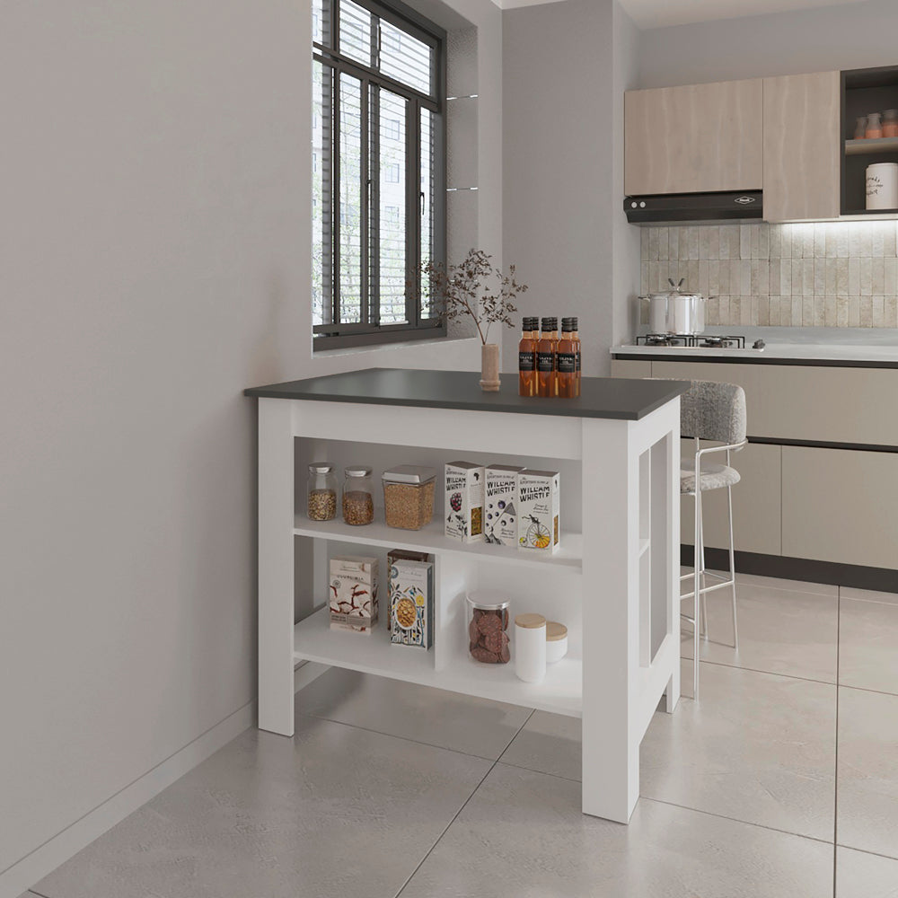 Kitchen Island Ada, Kitchen, Matt Gray White Multi Particle Board Engineered Wood