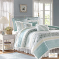 9 Piece Cotton Percale Comforter Set Aqua King King Aqua Polyester
