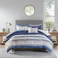 8 Piece Printed Seersucker Comforter And Quilt Set Collection Blue Full Queen Full Blue Polyester