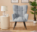 Modern Single Sofa Armchair With High Backrest Comfy Reading Chair For Small Spaces Living Room Bedroom Apartment Color:Blue Light Blue Teddy