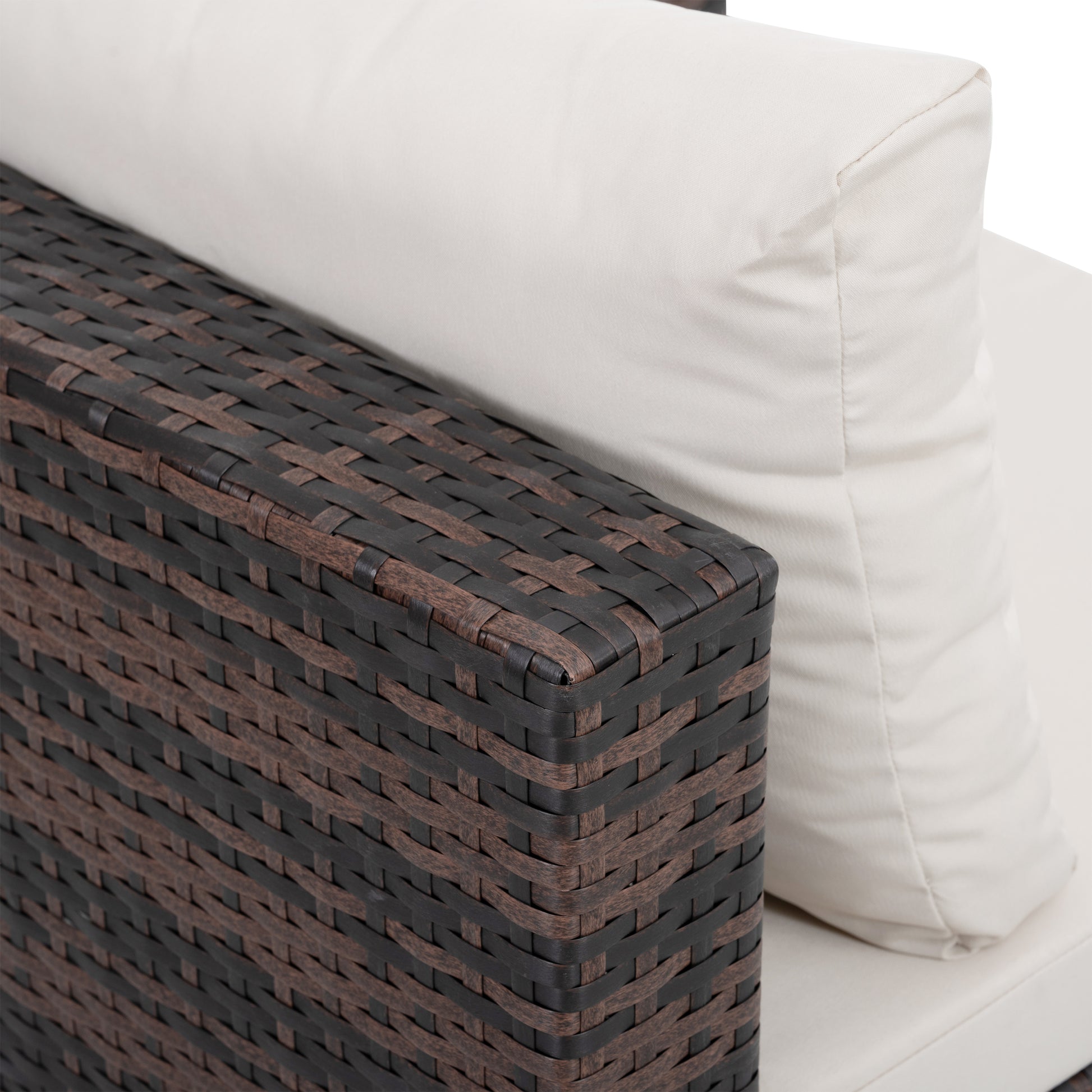 Patio Furniture, Outdoor Furniture, Seasonal Pe Wicker Furniture, 5 Set Wicker Furniture With Tempered Glass Coffee Table Brown Seats 4 Pe Rattan Iron Waterproof Fabric