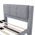 Full Size Upholstery Platform Bed With Trundle,Trundle Can Be Flat Or Erected, Gray Box Spring Not Required Full Gray Bedroom Linen Upholstered