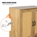 31.5 Inch Wide 2 Rattan Doors Free Standing Sideboard Storage Cabinet With One Open Bottom Shelf For Kitchen Dinning Room Living Room, Natural Color Freestanding 1 2 Shelves Natural Natural Primary Living Space Open Storage Space American Design Particle