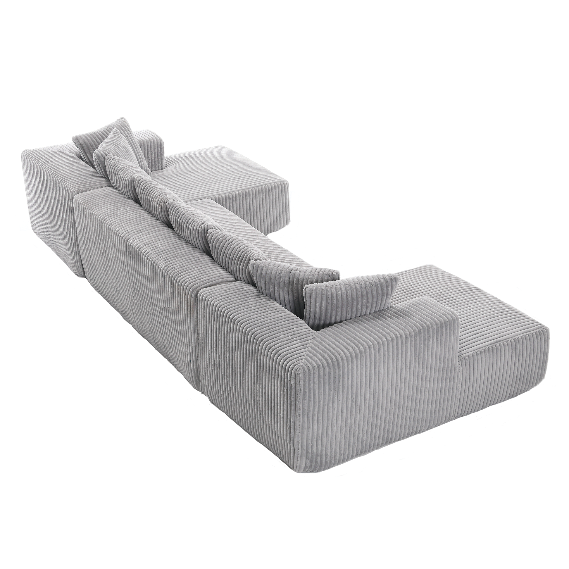 Arrived 131'' Modular Sectional Couch, U Shaped Sofachaise Lounge, Striped Fabric,Upholstered 4 Seater Couch For Living Room, Bedroom, Free Combination Sofa Corduroy , Gray Gray Polyester Primary Living Space Soft Modern Square Arms Foam Upholstered 4