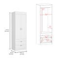 Lisboa Armoire, Rod, Double Door, Two Drawers, Metal Handles White White Bedroom Modern Particle Board Particle Board