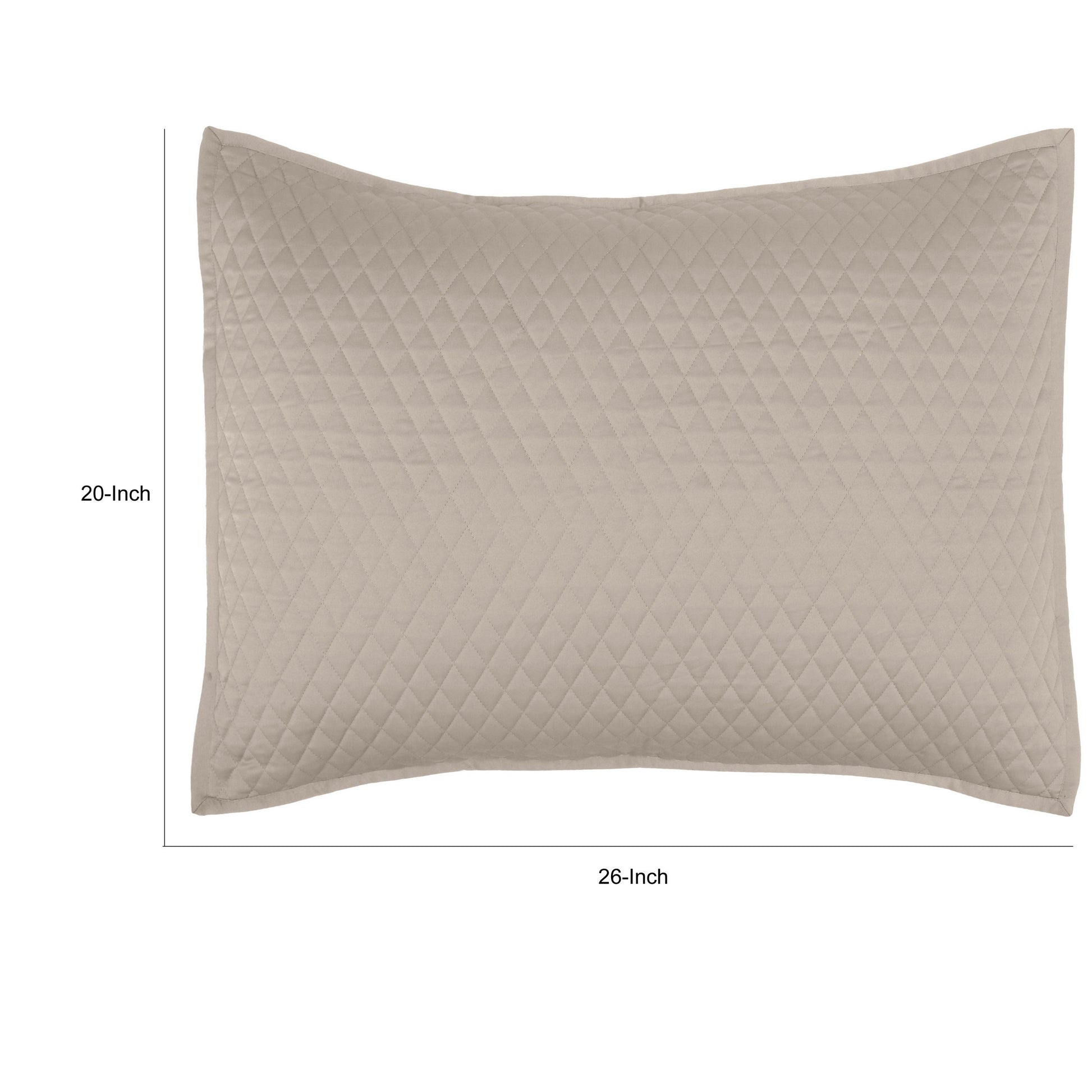 Kahn 26 Inch Hand Stitched Standard Pillow Sham, Cotton Fill, Matte Brown Brown Cotton