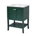 24'' Bathroom Vanity With Top Sink, Modern Bathroom Storage Cabinet With 2 Doors, Single Sink Bathroom Vanity Green 2 1 Adjustable Hinges Bathroom Freestanding Modern Solid Wood Mdf Resin Painted