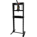 Hydraulic 12 Ton H Frame Garage Floor Adjustable Shop Press With Plates, 12T, Black Black Steel