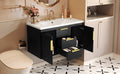 36'' Wall Mounted Bathroom Vanity With Resin Sink, Floating Bathroom Storage Cabinet With 2 Drawers, Solid Wood Bathroom Cabinet Black Bathroom Modern Mdf