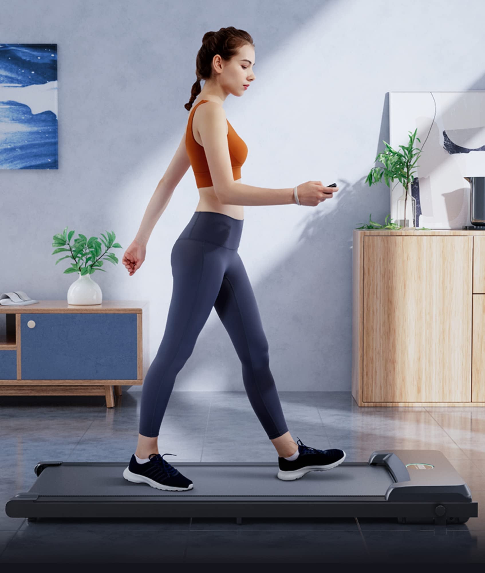 Under Desk Treadmill, 2 In 1 Walking Pad Treadmill For Home, Portable Treadmill With Width Belt, Walking Treadmill With 265Lbs Capacity Black Steel