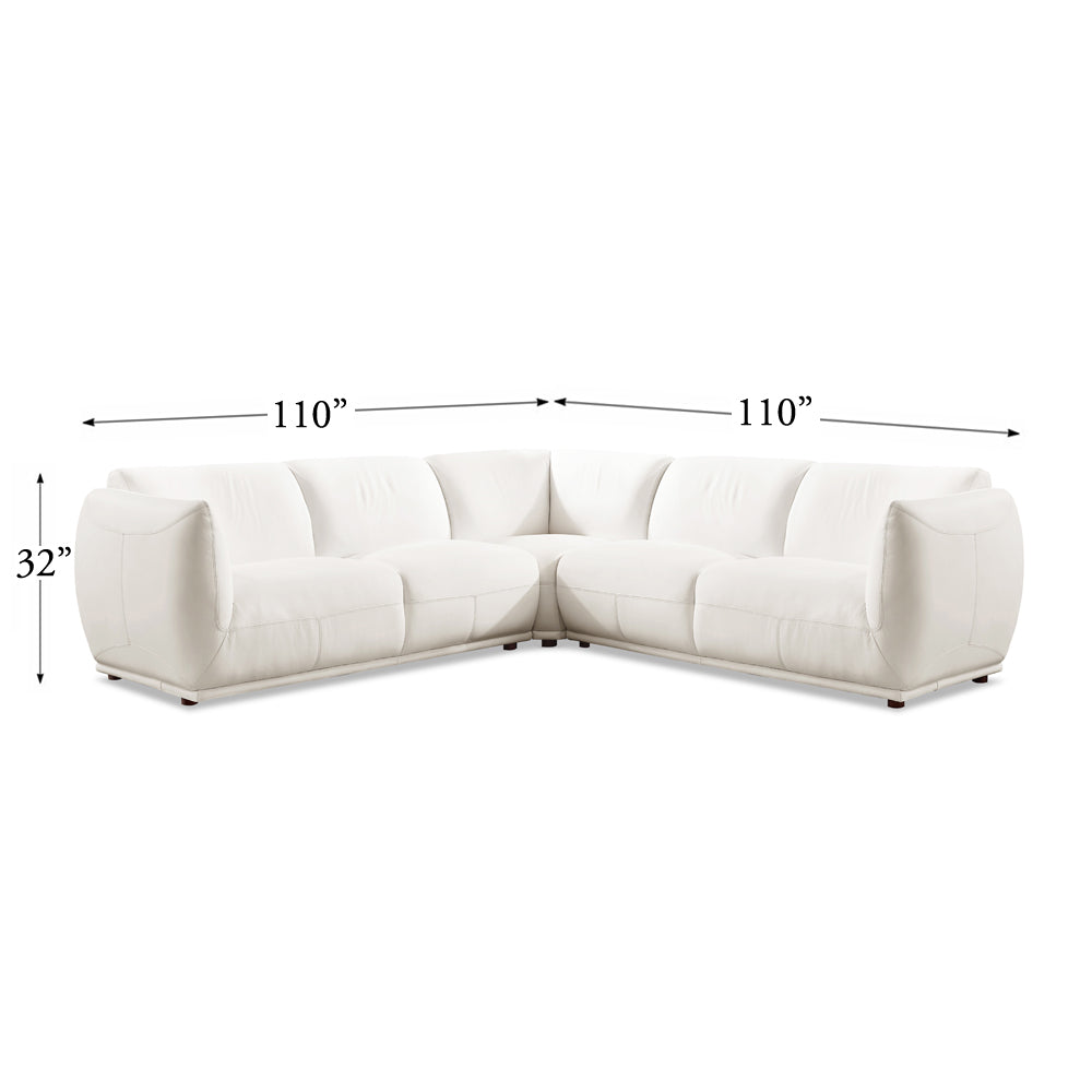 Moon Leather Sectional White Memory Foam Genuine Leather 5 Seat