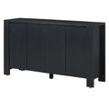 Retro 4 Door Sideboard With Distressed Finish And Adjustable Shelves For Dining Room, Kitchen, And Living Room Black Black Mdf,Rubber Wood