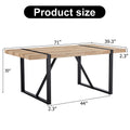 Rural Industrial Rectangular Dining Table With 2.3 Inch Thick Engineered Wood Grain Mdf Tabletop And Black Metal Legs, Serving As A Kitchen Table, Living Room Table, 1529 Natural Wood Mdf