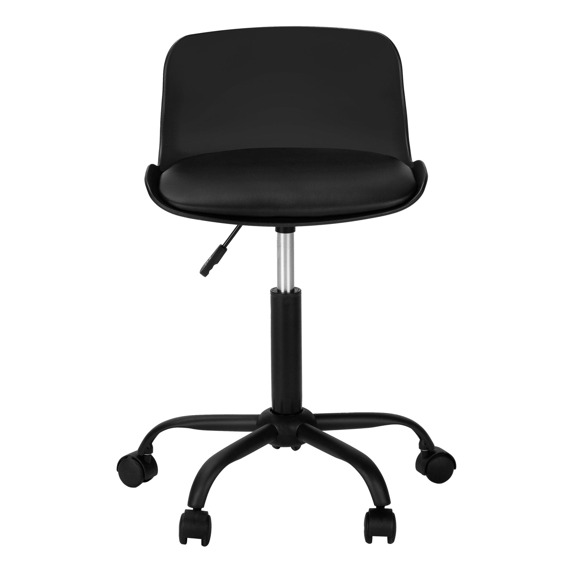 Office Chair, Adjustable Height, Swivel, Ergonomic, Computer Desk, Work, Juvenile, Black Leather Look, White Metal, Contemporary, Modern Black Foam Metal