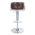 Vintage Brown And Aluminum Swivel Adjustable Stool Brown Dining Room Modern 1 Leather