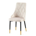Beige Dining Chairs Set Of 4 Living Room Chair Modern Kitchen Armless Side Chair Metal Plaid Beige Dining Room Powder Coated Foam Dry Clean Modern Dining Chairs Solid Back Foam Velvet
