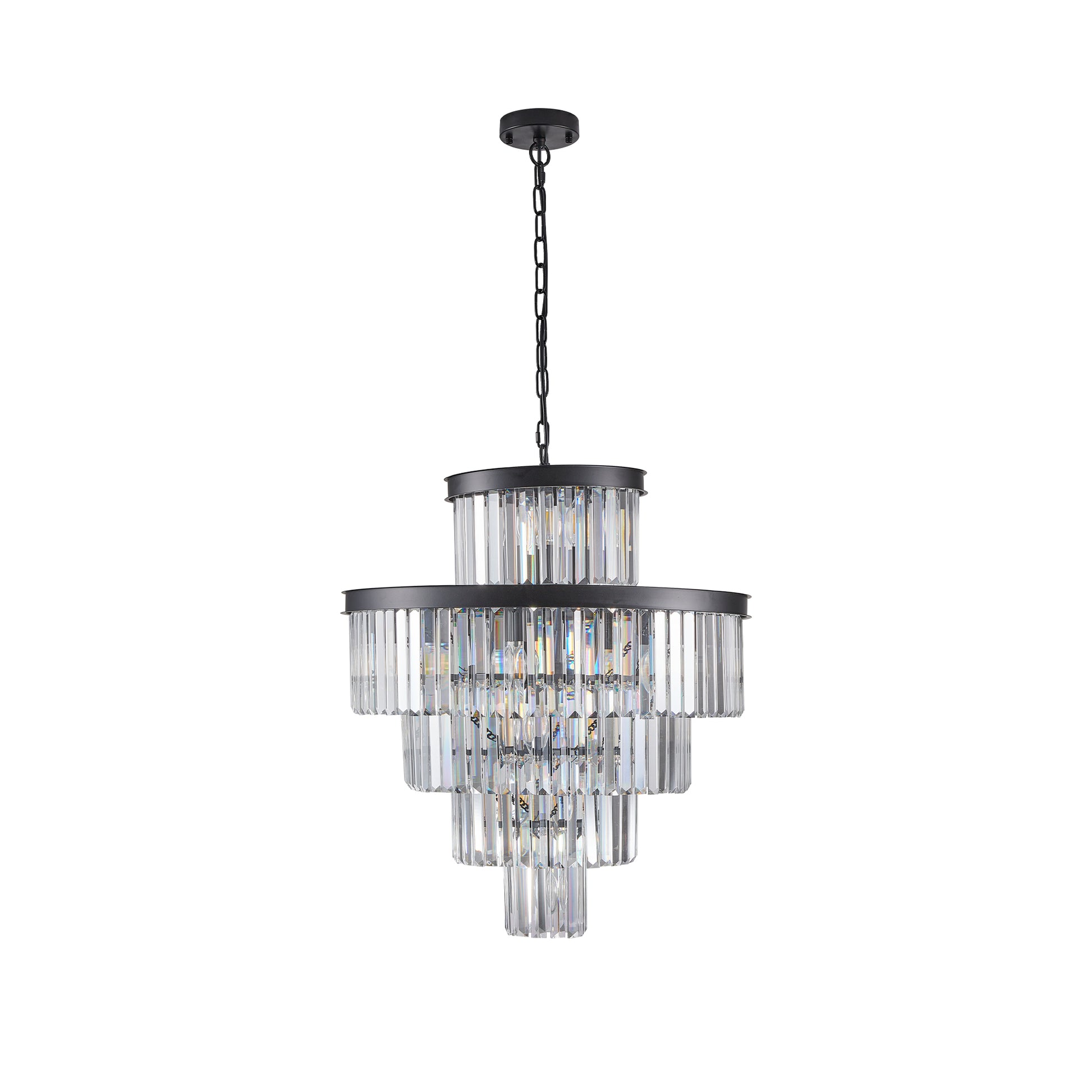 Black Luxury Crystal Chandelier Modern Chandeliers Lights Fixture Hanging Pendant Light Fixture For Dining Room Bedroom Living Room Dia 23.6 Inch Black Black Crystal Iron