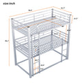 Metal Twin Size Triple Bunk Bed, Silver Old Sku: Sm000230Aan 1 Box Spring Not Required Twin Silver Metal Bedroom Metal