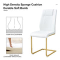 Table And Chair Set.Modern Rectangular Glass Dining Table With A Tempered Glass Tabletop And Metal Legs, Paired With Multiple Chairs Designed With Pu Cushions And Golden Metal Legs. White Gold Seats 6 Tempered Glass