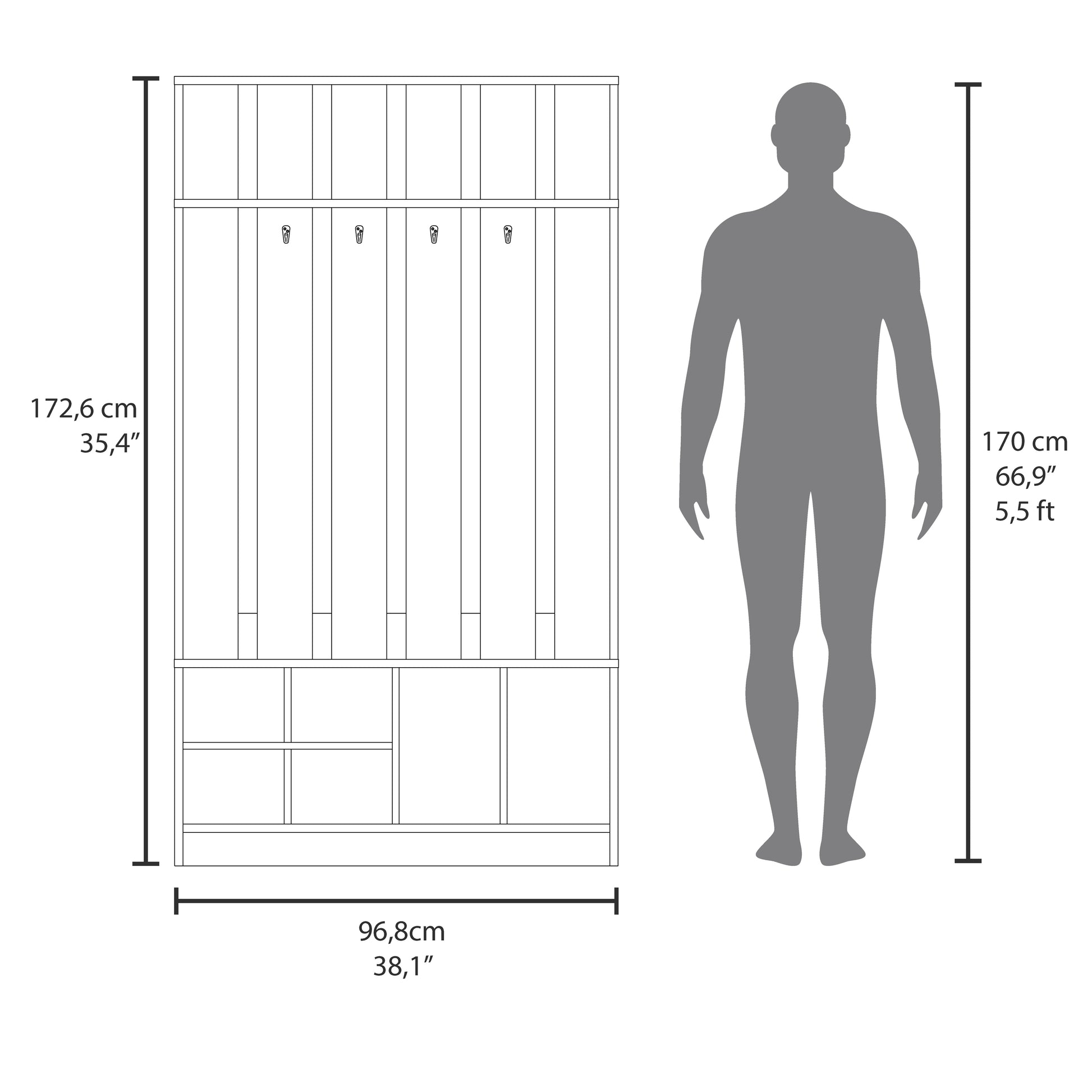 Van Hall Tree In Melamine, Open Storage Y Coat Space, Smoke Smoke Primary Living Space Minimalist,Modern Particle Board Melamine