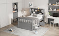 Twin Size Captain Platform Bed Frame With Storage Bookcases And Shelves,Four Drawers, Gray Twin Gray Solid Wood Mdf