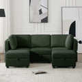 Reversible Sectional Sofa Modern Modular Sectional Couch With Chaise U Shaped Corner Sectional 5 Seater Modular Sofa With Storage Seats, Adjustable Arms And Backs Green Green Polyester 3 Seat
