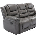 3 Seater Home Theater Recliner Manual Recliner Chair With Two Built In Cup Holders For Living Room,Bedroom, Grey Grey Foam Pu