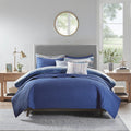 8 Piece Printed Seersucker Comforter And Quilt Set Collection Blue King Cal King King Blue Polyester