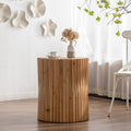 Retro Fashion Style Cylindrical Side Table With Vertical Texture Relief Design,Suitable For Living Room,Office,And Dining Room Same Sku:W757102860 Natural Mdf