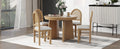 5 Piece Retro Functional Dining Set With 1 Extendable Dining Table And 4 Upholstered Chairs With Rattan Backrests For Dining Room And Kitchen Natural Wood Wash Natural Wood Wash Solid Wood Mdf