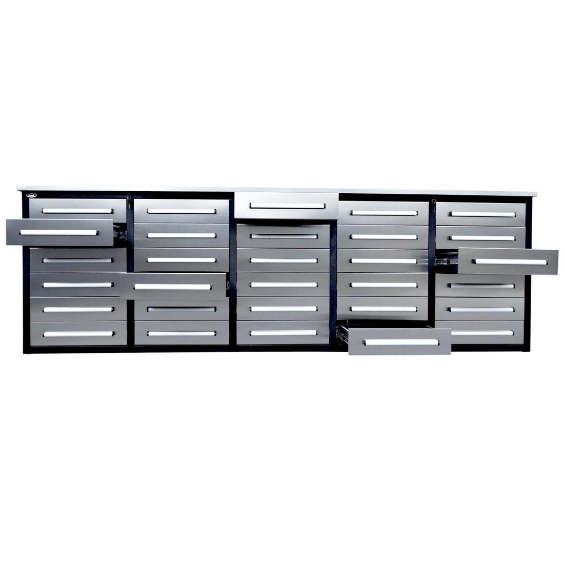 10Ft Storage Cabinet With 30 Drawers Silver Steel