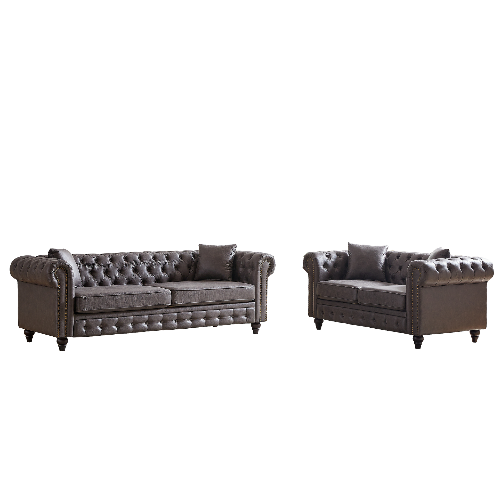 Fx 3 Seats 2 Seats Combo Sofa Modern Living Room Sofa With Solid Wood Frame And Wooden Feet, 4 Cushions, Apartment Sofa Furniture For Living Room, Living Room, Office Grey Wood Pine Foam Fabric 5