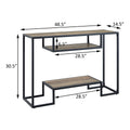 Rustic Oak And Black Console Table With 2 Shelves Rustic Primary Living Space Industrial Oak Shelves Rectangular Wood Metal Sled