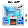 Tv Stand Electric Fireplace Glass Shelves, 3D Fireplace Tv Stand With Led Lights Wood With Usb Charging Outlet Modern Television Table Center For Tv Up To 62