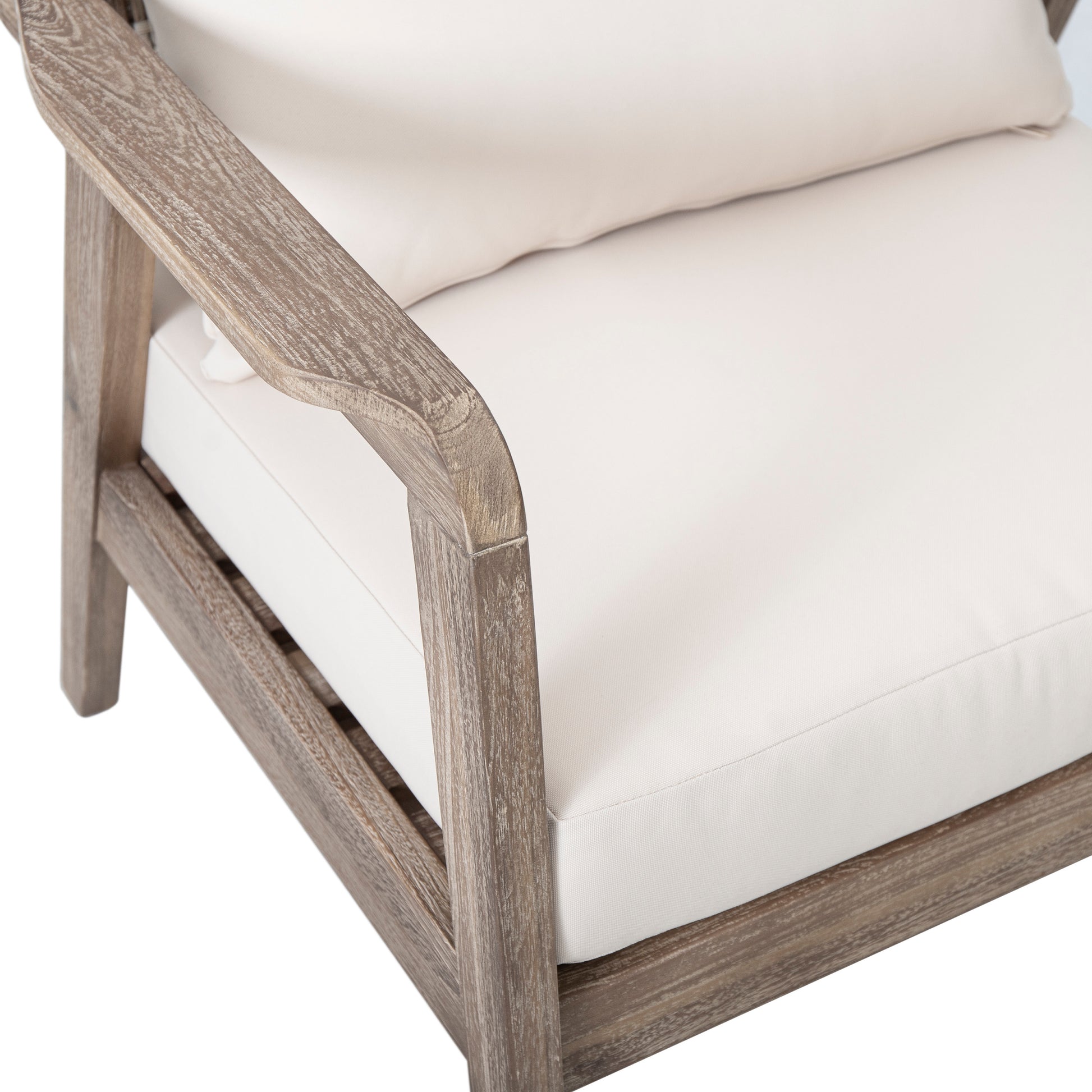 Outdoor Acacia Wood Patio Club Chair, Patio Furniture,Waterproof Thick Cushion Deep Seating For Porch, Garden, Backyard, Balcony, Weight Capacity 400Lbs, Light Brown Finish, Cream Cushion Deep Seating Light Brown Garden & Outdoor Foam Acacia Wood