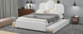 Full Size Upholstered Platform Bed With Multi Functional Headboard, Trundle And 2 Drawers, White Box Spring Not Required Full White Wood Bedroom Upholstered