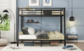 Metal Full Xl Over Queen Bunk Bed For Teens And Adults,Space Saving Noise Reduced No Box Spring Needed, Old Sku W1307S00020 Black Metal