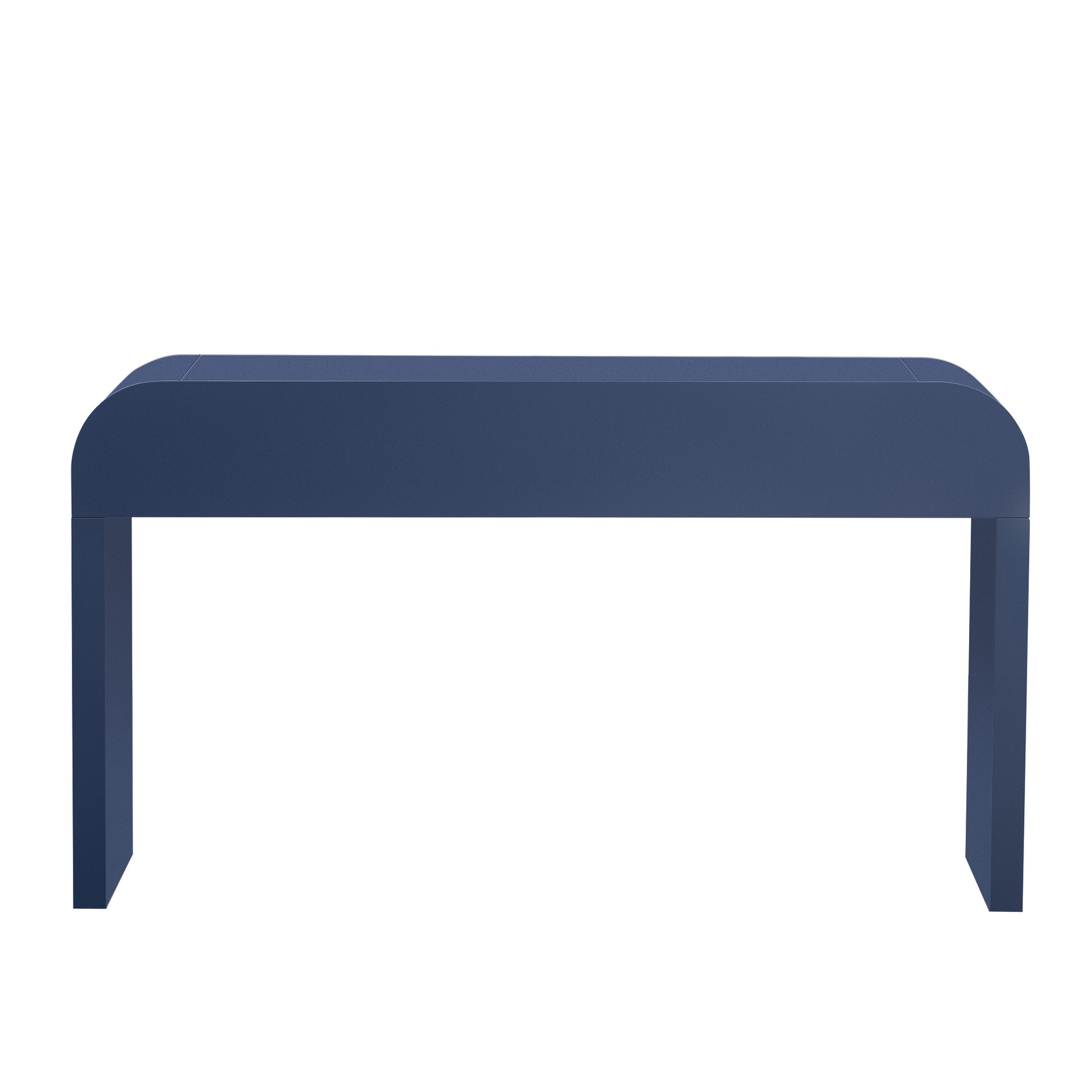 Unique Modern Rounded And Smooth Surface Console Table With 2 Drawers For Living Room And Entryway Navy Blue Navy Blue Primary Living Space Drawers Glossy Mdf