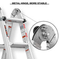 17Ft Multi Position Foldable Aluminum Ladder, A Frame And Straight Ladder, Ansi 250Lbs Grey Aluminium Alloy