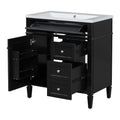 30'' Bathroom Vanity With Top Sink, Modern Bathroom Storage Cabinet With 2 Drawers And A Tip Out Drawer, Single Sink Bathroom Vanity Black Bathroom Solid Wood Mdf