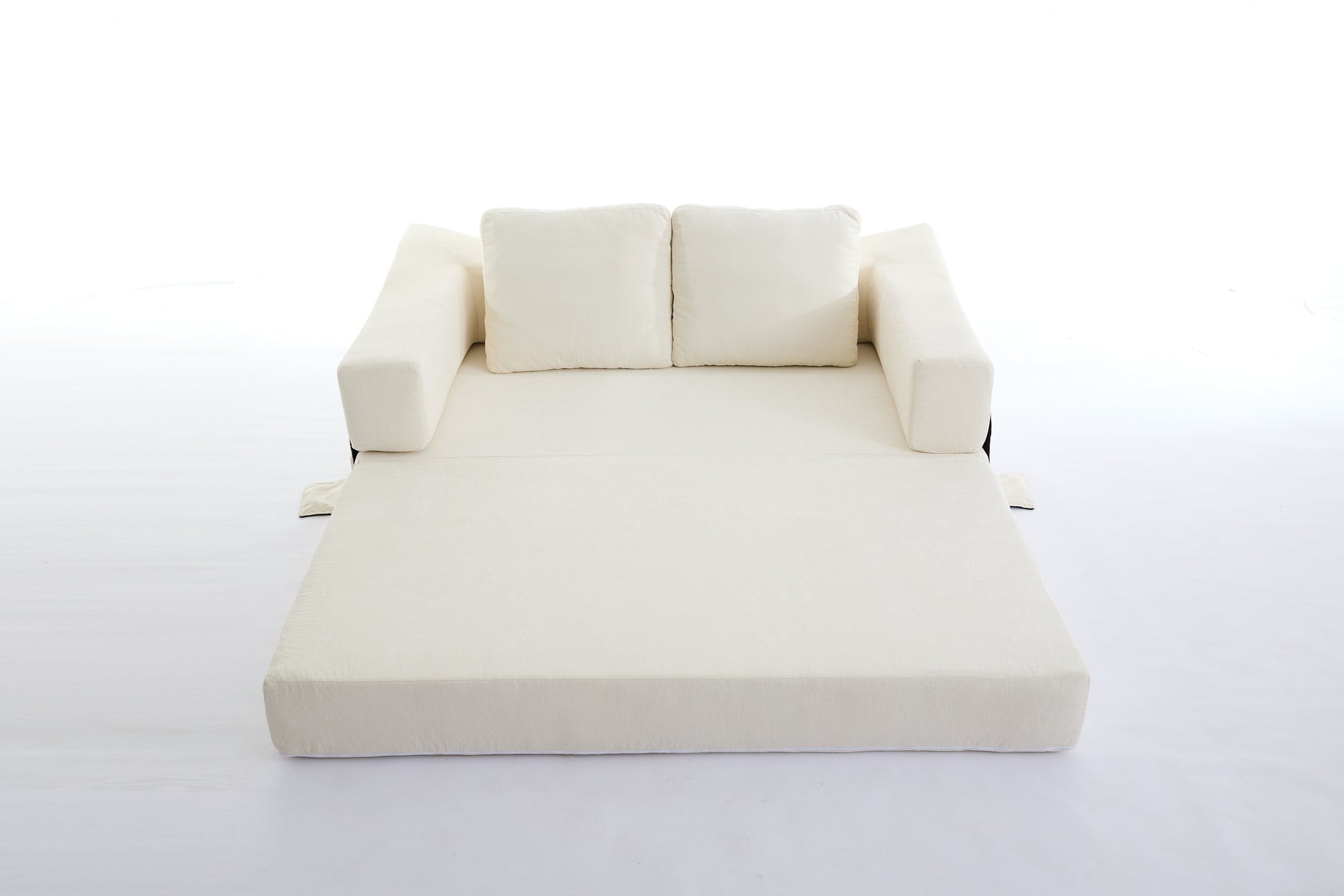 Modern Minimalist Sofa, Fold Out Sofa Bed, Convertible Chair Floor Couch & Sleeping Mattress For Living Room, Bedroom, Apartment, Removable Backrest, White White Chenille Soft Vintage Chenille 2 Seat