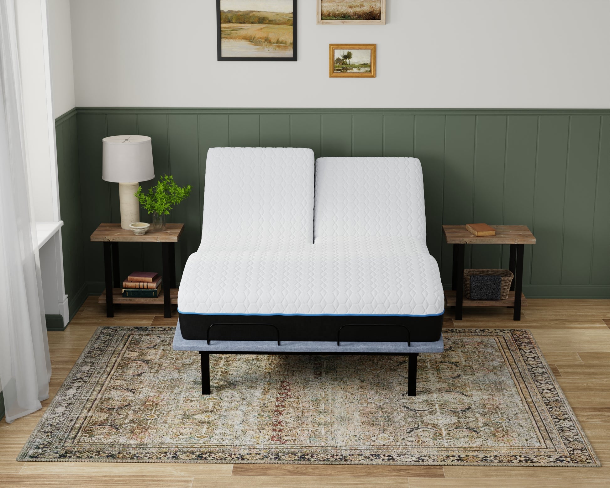 Copper Lux 12" Split Top King Soft Memory Foam Mattress With Phase Change Cooling Fabric White Gray Foam Split Top King