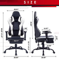 Game Chair, Ergonomiy Designed Computer Chair With Headrest And 2D Armrests, Waist Pillow Electronic Lounge Chair With Vibration Massage Function, Competitive Chair Iron White Cotton Leather