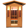 Outdoor Double Red Cedar Far Infrared Sauna Room Natural Wood Stainless Steel Glass