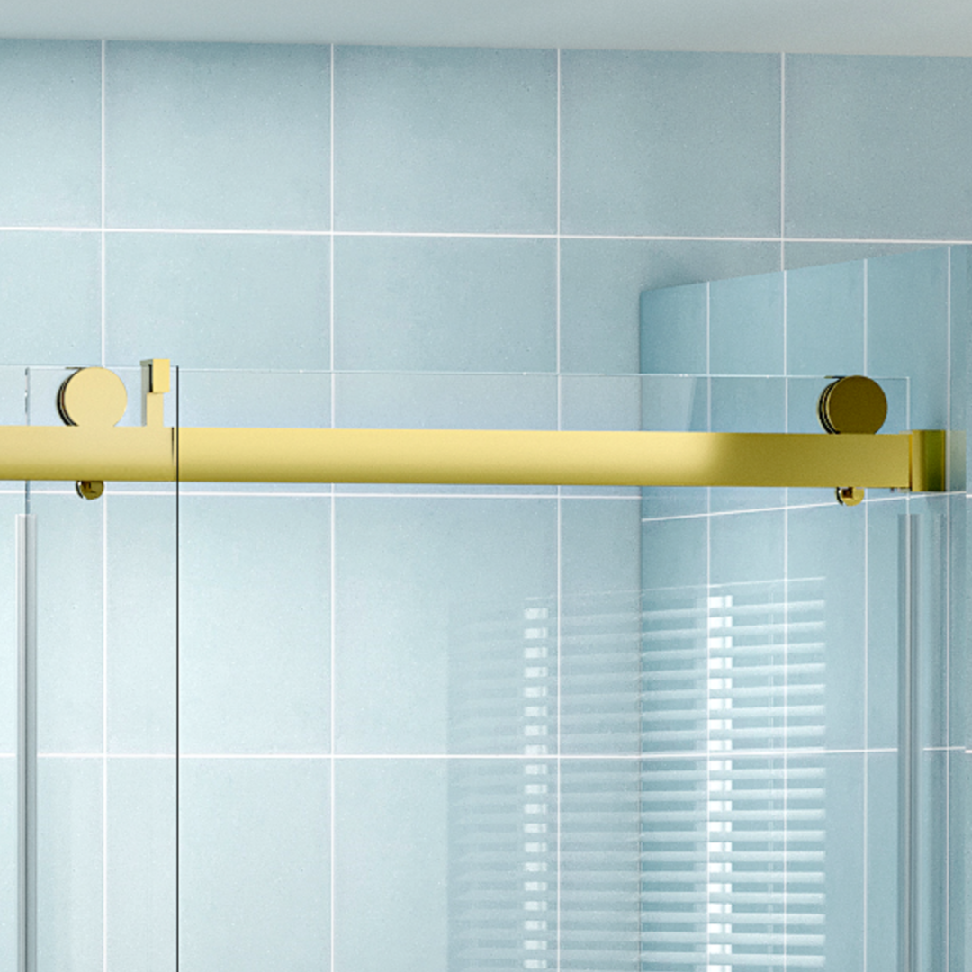 Top Rail Only, Stainless Steel Top Track With Buffer For Shower Door, 22D01P04 60Gx Gold Stainless Steel