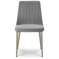 18 Inch Modern Dining Chair, Set Of 2, Gray Velvet Seat, Gold Metal Legs Gray Fabric Metal