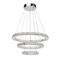 3 Layers Round Ring Chandelier, Iron Stainless Steel Crystal Chrome Color 4000K Natural White Lighting Fixtures, 60W Led Pendant Light For Living Room Dining Room Chrome Ceiling Lights 3100K 4200K