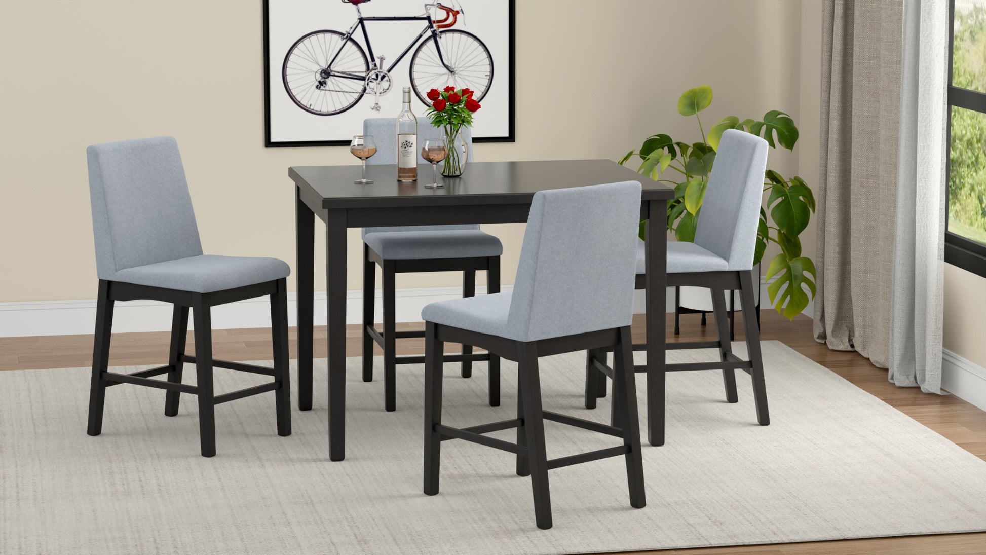 Quaint Black Gathering Height Table Black Engineered Wood