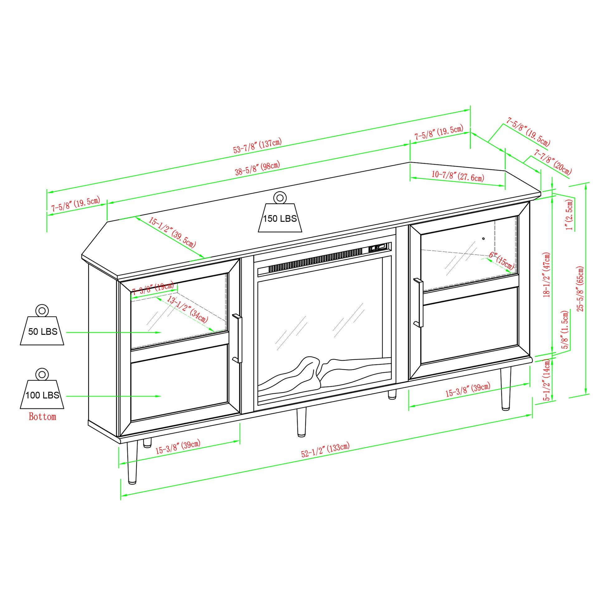 Modern Angled Side Fireplace Corner Tv Stand For Tvs Up To 10015 Dark Walnut Dark Brown Mdf Mdf